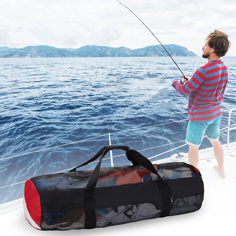 Extra Large Scuba Diving Mesh Tote with Adjustable Shoulder Strap for Travel Gym Workout Swimming Beach Storage Bag