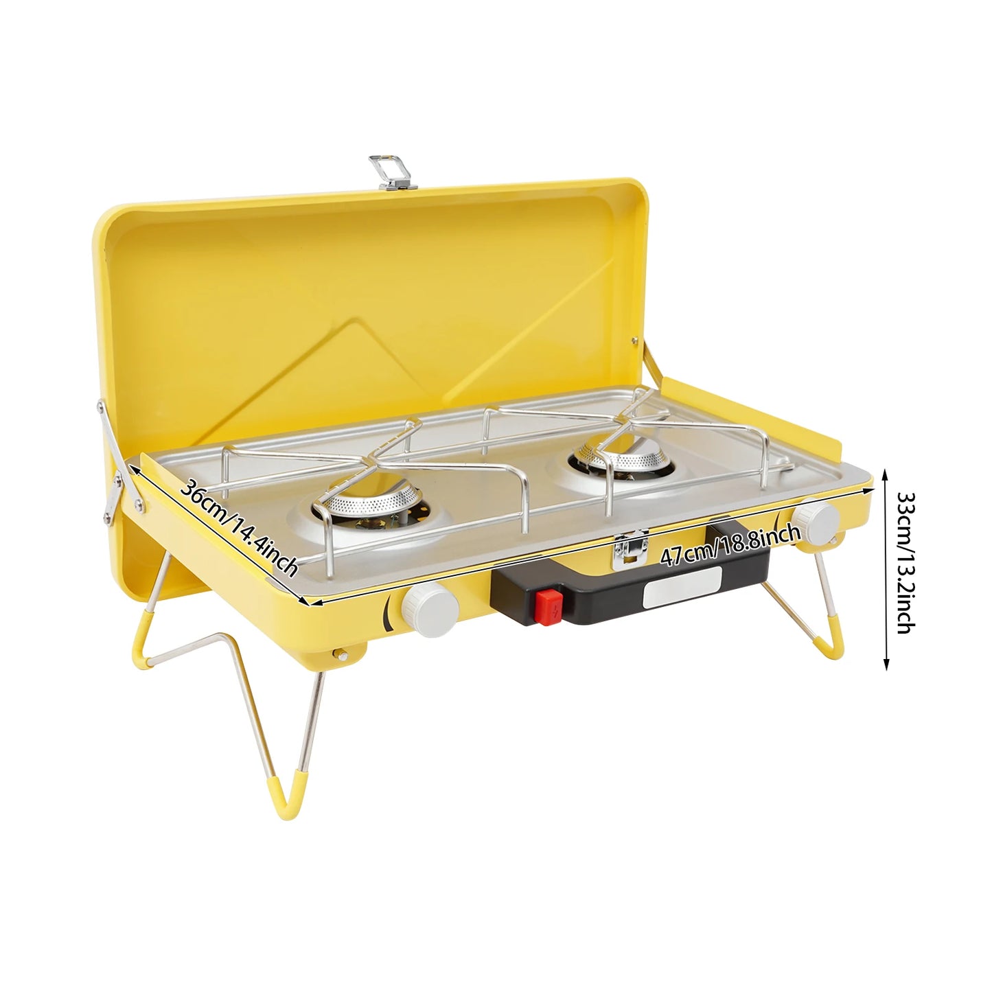 2-Burner Portable Camp Stove Tabletop Stainless Steel Camping Stove with Baking Pan and Carrying Case for Camping Picnics Hiking