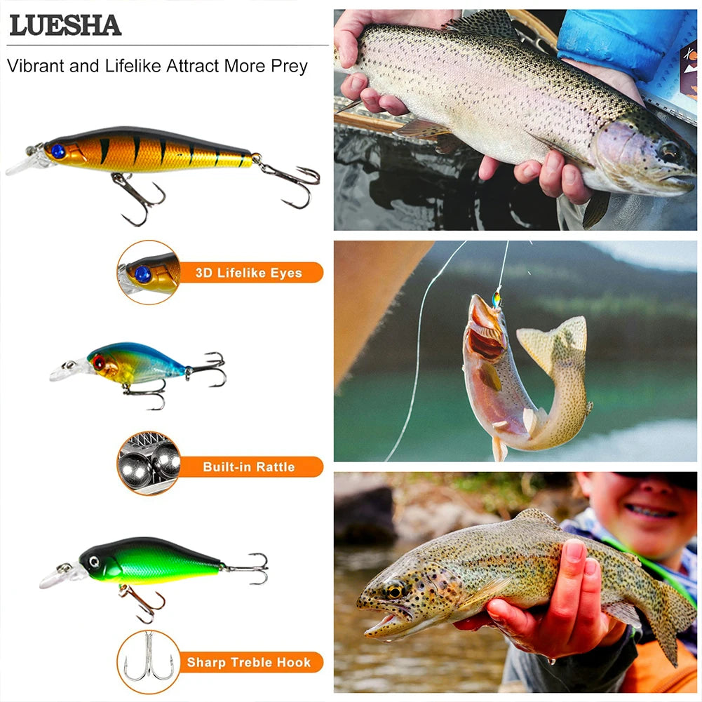 Fishing Lures Set Soft and Hard Bait Kit Minnow Metal Jig Spoon Accessories with Box for Bass Pike Crank