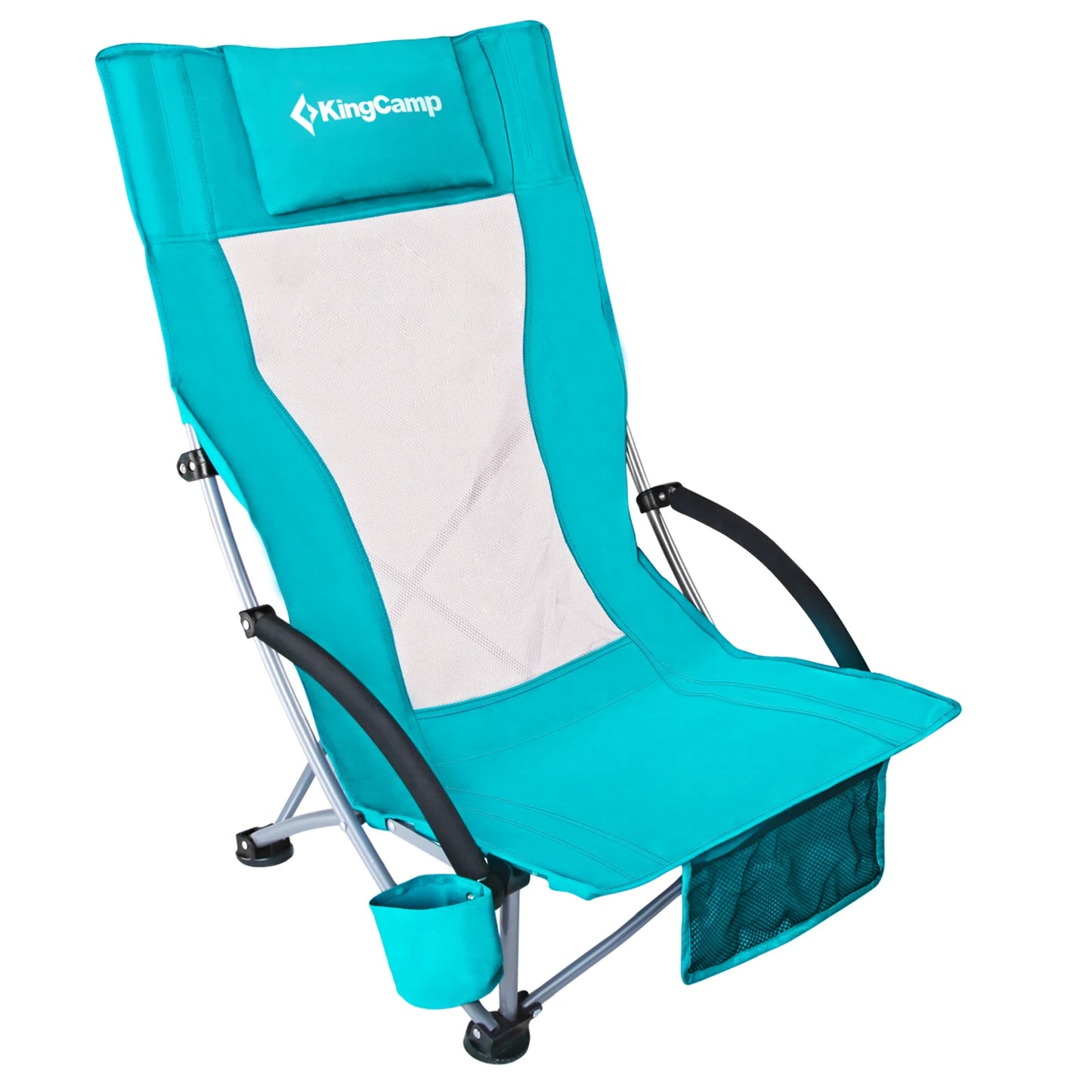 KingCamp High Back Beach Chair Backpack Chair, Camping BBQ Beach Travel Picnic with Padded Armrests with Cup Holder, Portable