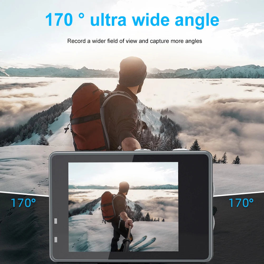 5K 4K 60FPS Action Video Cam Dual Screen WIFI Outdoor Cycling Camera 170° Wide Angle Diving Mini DV Camera with Remote Control