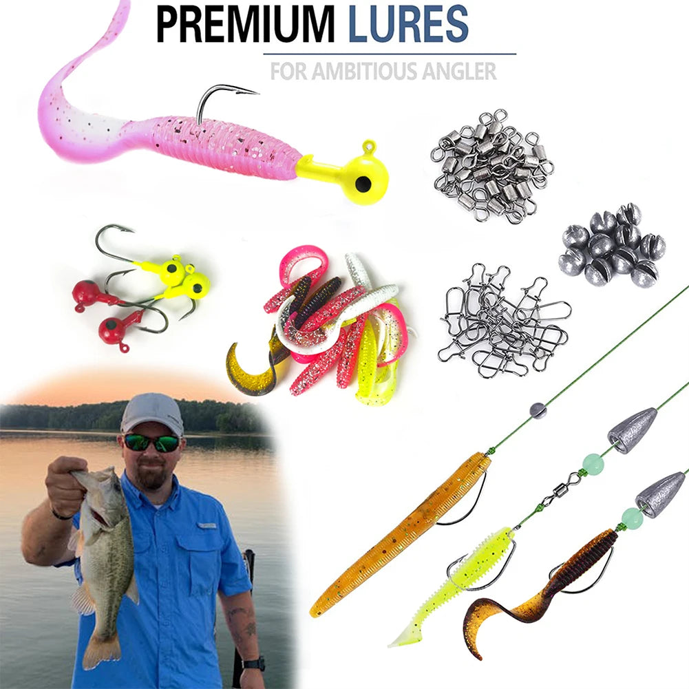 Fishing Lures Set Soft and Hard Bait Kit Minnow Metal Jig Spoon Accessories with Box for Bass Pike Crank
