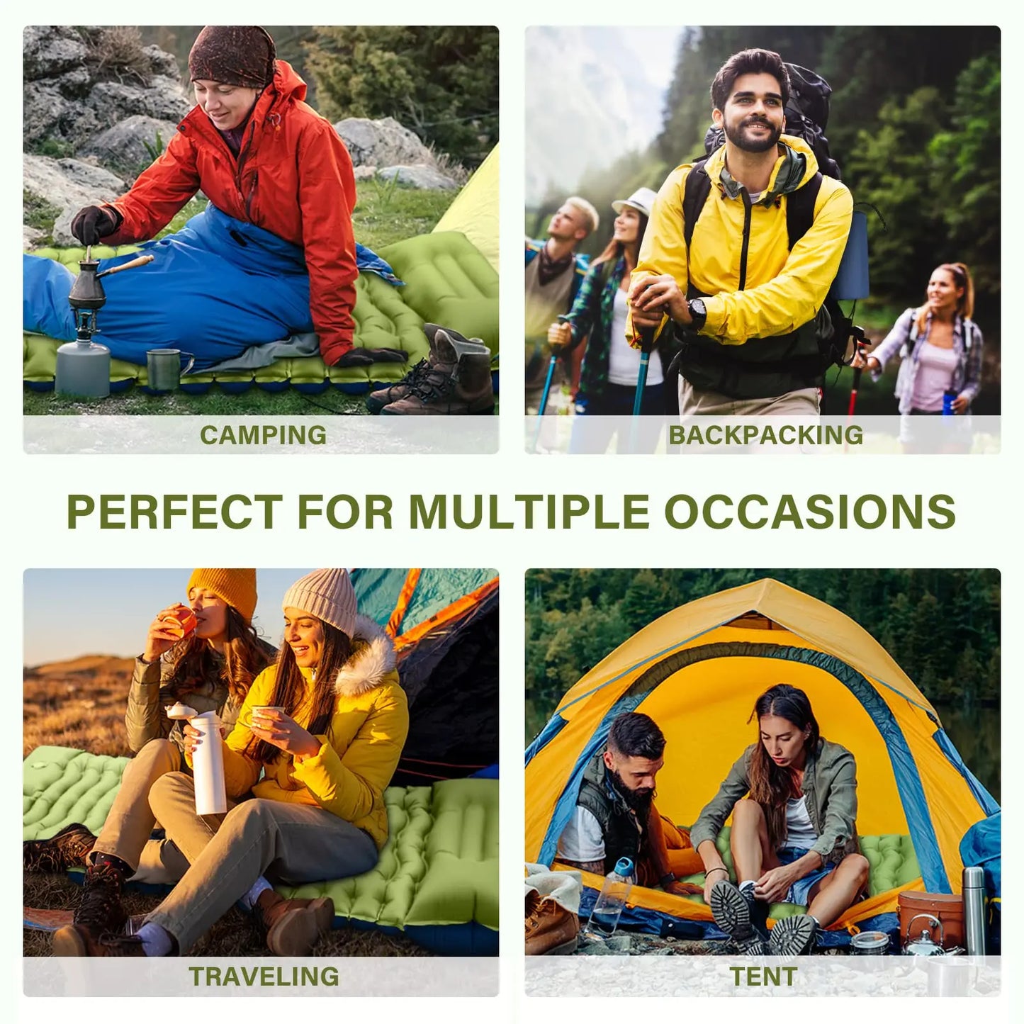 WESTTUNE Camping Sleeping Pad Ultralight Camping Mat with Pillow Built-in Foot Pump Inflatable Mattress for Backpacking Hiking