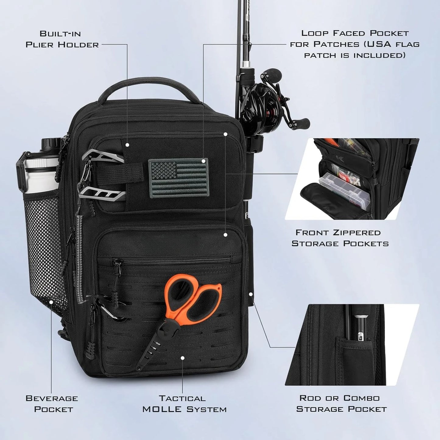Tactical Fishing Sling Tackle Bag - Lightweight Fishing Backpack - Storage for Gear and Equipment - Gift for Men