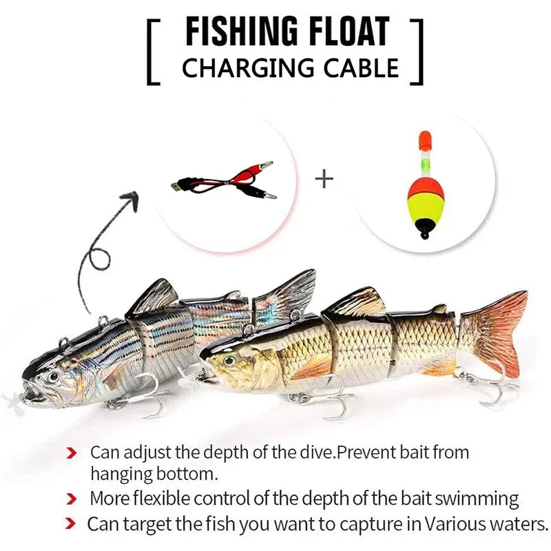 NEW 3.5in Automatic Swimbait Robotic Electric Fishing Lure Auto Multi Jointed Bait USB Rechargeable Wobbler Pesca Accessories