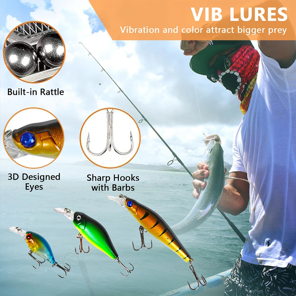 Fishing Lure Kit Soft and Hard Bait Set Artificial Hard Bait Metal Jig Spoons Soft Lures for Bass Pike Crank