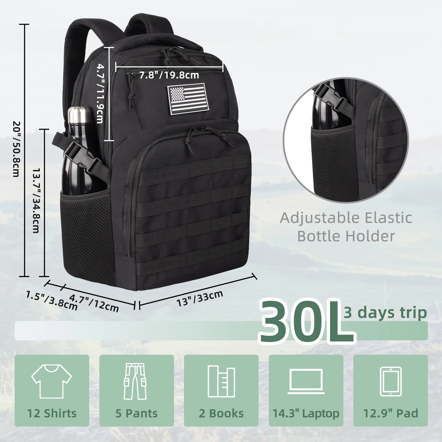 45L/25L Tactical Backpack Men's Travel Large Capacity Rucksacks Men Waterproof Outdoor Sports Multi-functional Bags