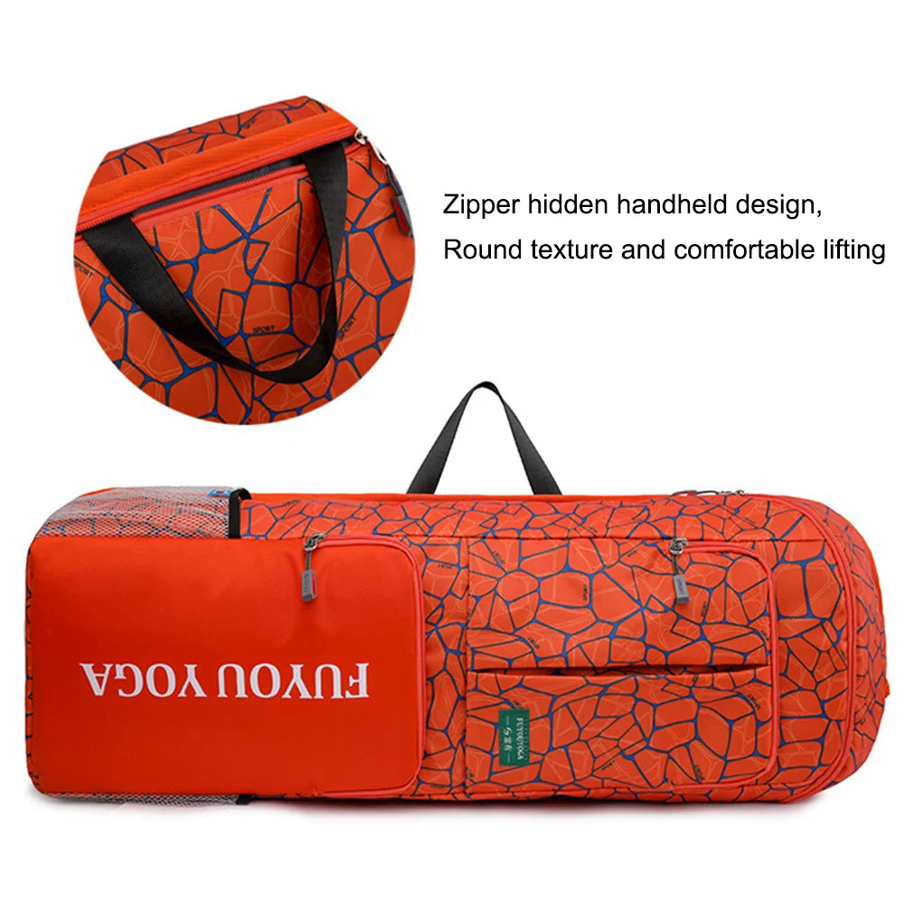 Yoga Pilates Cushion Bag Waterproof Fitness Training Yoga Mat Storage Bag with Zipper Pocket/Mesh Pocket/Handle for Women Men