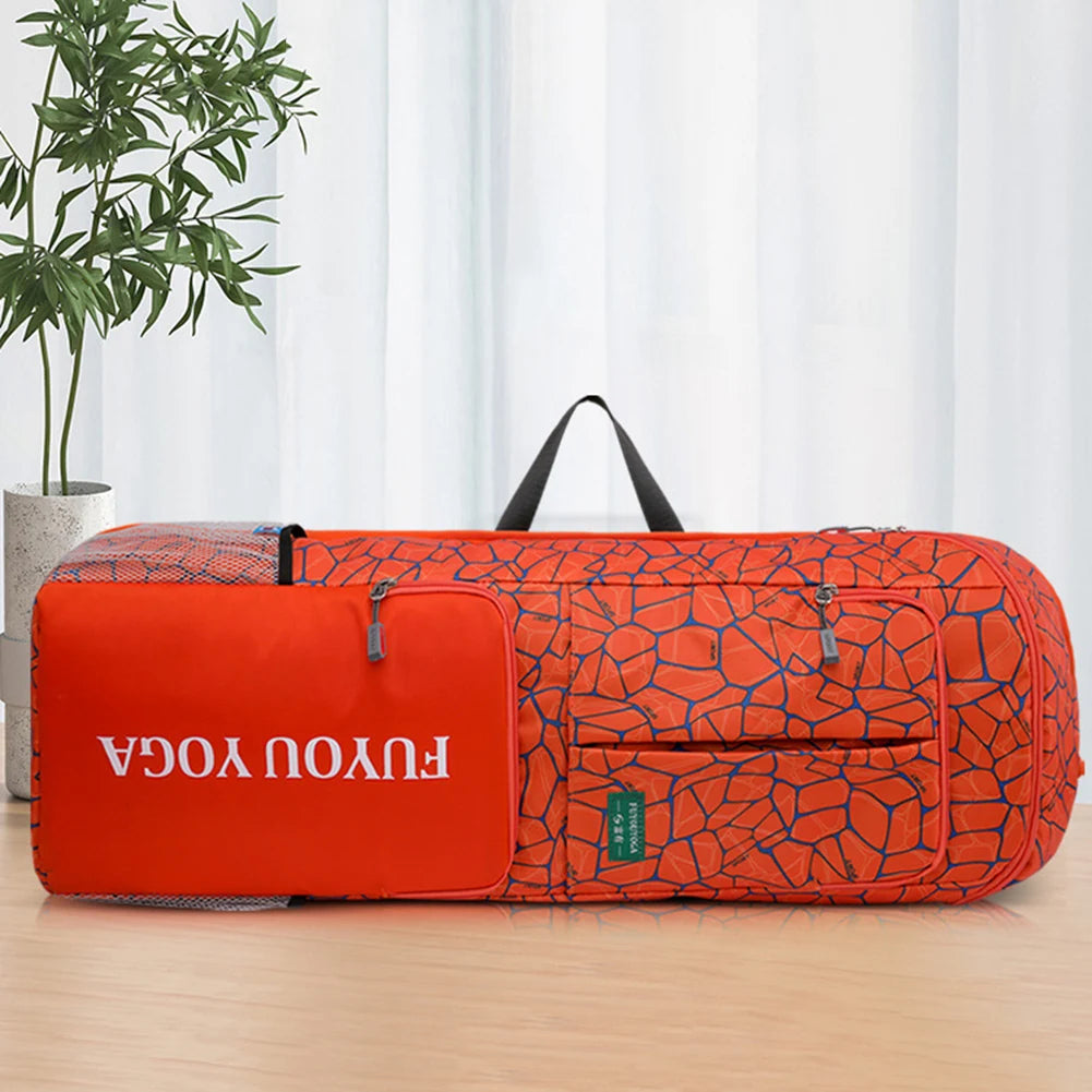 Yoga Pilates Cushion Bag Waterproof Fitness Training Yoga Mat Storage Bag with Zipper Pocket/Mesh Pocket/Handle for Women Men