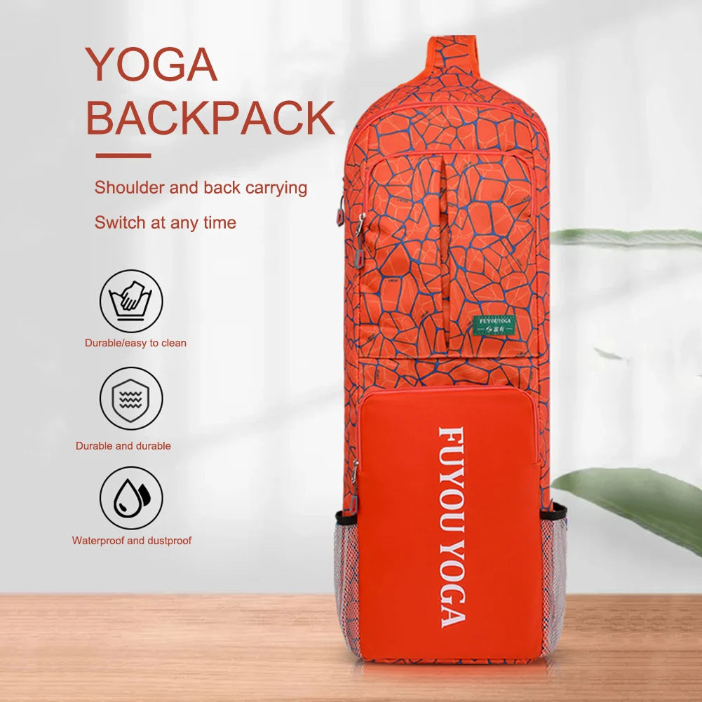 Yoga Pilates Cushion Bag Waterproof Fitness Training Yoga Mat Storage Bag with Zipper Pocket/Mesh Pocket/Handle for Women Men